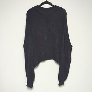 BP Black Mock Turtleneck Cable Knit Cropped Sweater